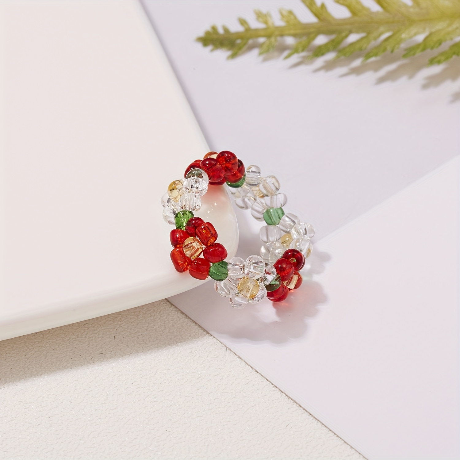 Bohemian Floral Beaded Ring - Vintage Style